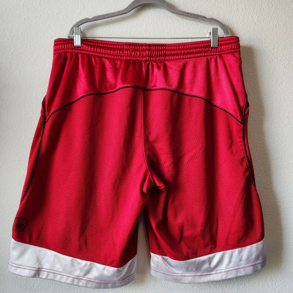 VTG AND1 Mens Medium Red Black Basketball‎ Court Shorts Drawstring Pockets Y2k - Picture 4 of 10
